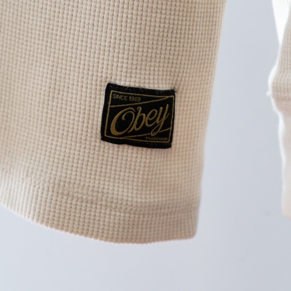 Obey waffle knit Henley - off white - Picture 3 of 6